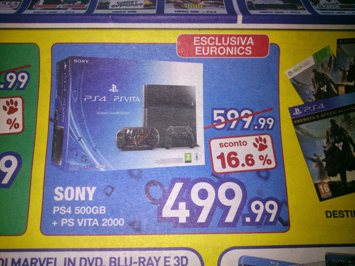 Bundle PS4 + PS Vita a 499€ da Euronics