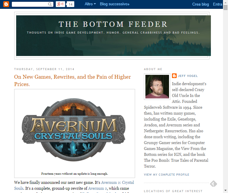 The Bottom Feeder, il blog di Jeff Vogel