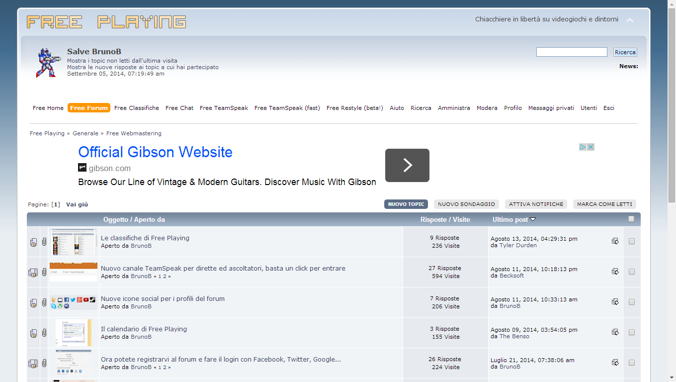 Nuova sezione "Free Webmastering" per novità e robe tecniche di sito, forum, etc